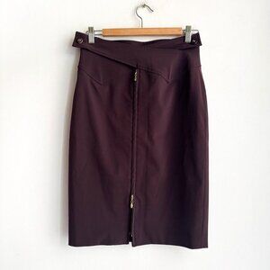 Escada Deep Purple Unique Detail Pencil Midi Skirt S